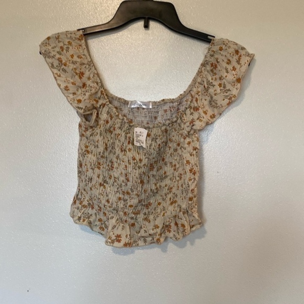 Blue Jasmine sleeveless cinched boho ruffled floral viscose tank top shirt small